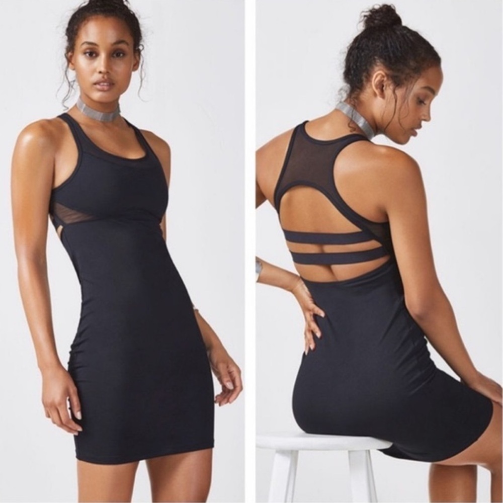 Fabletics Tropez Mesh Caged Strappy Back Bodycon Mini Dress XS